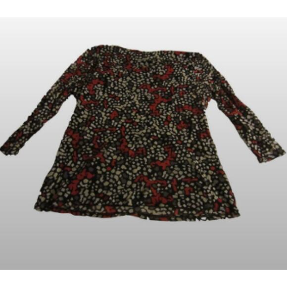 Abstract Dot & Floral Print Tunic Blouse Alfani Black Red White Women’s Large - Picture 6 of 6